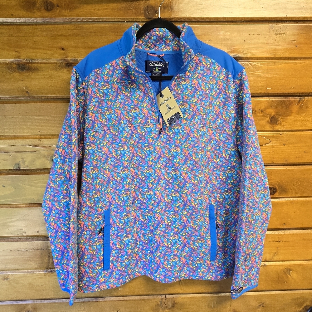 Chubbies Men's Spades Quilted 1/4 Zip Pullover Medium Blue Size L